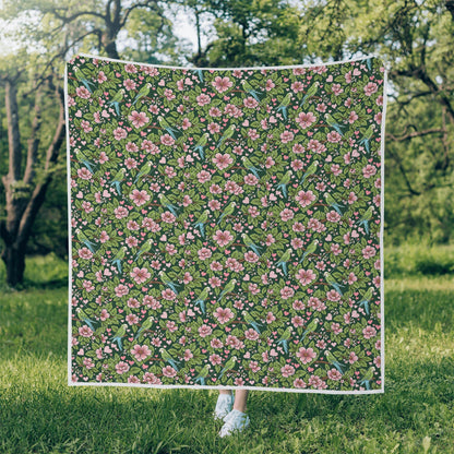 bird parrot Green Print Quilt Bedding Floral quilt