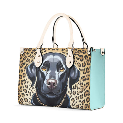 Labrador Dog Cheetah Leopard Print Women PU Leather Handbag