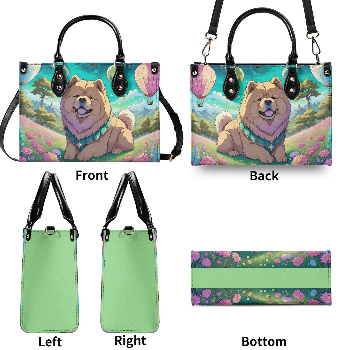 Chow Chow Dog Women PU Leather Handbag