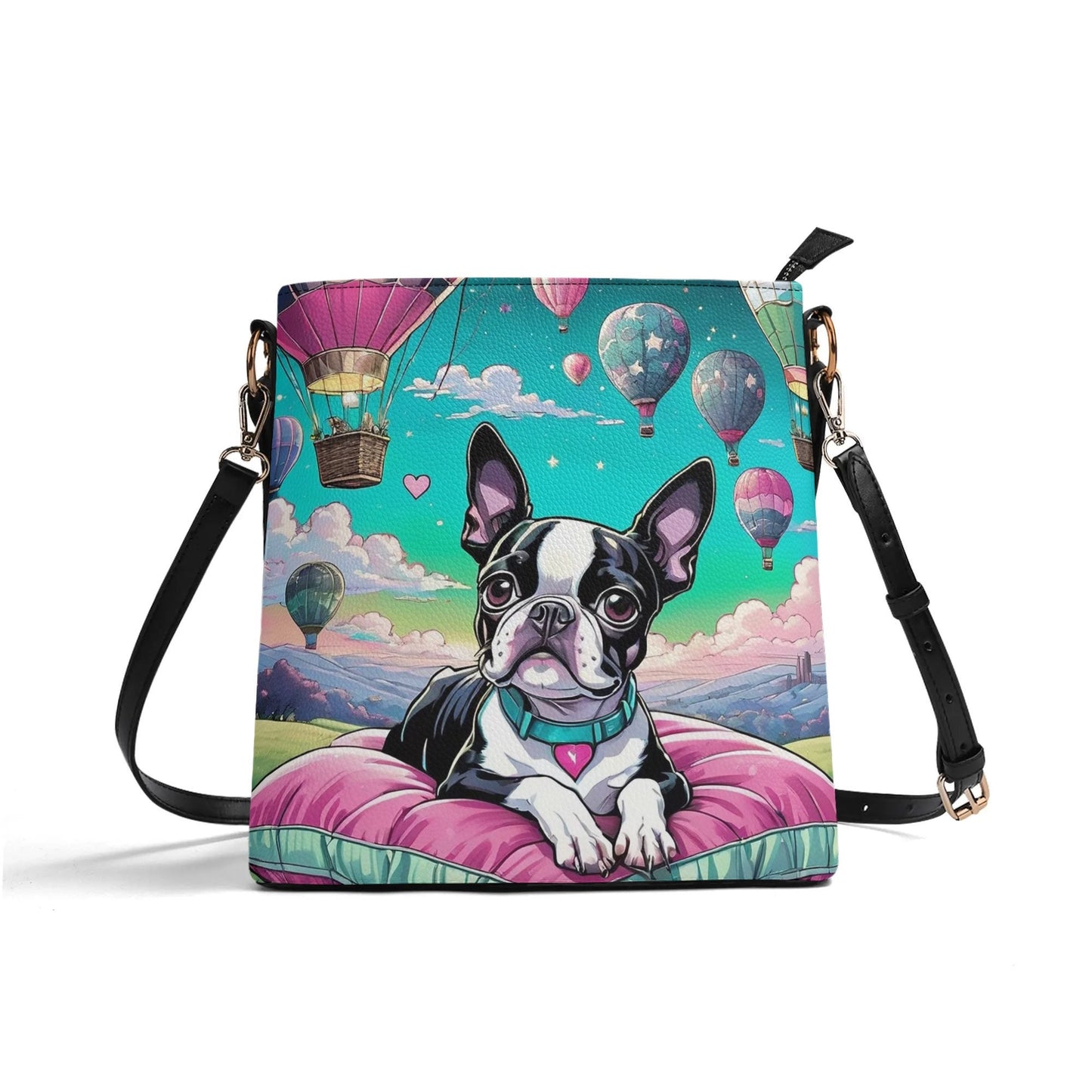 Boston Terrier Women's PU Bucket Bag Shoulder Bag