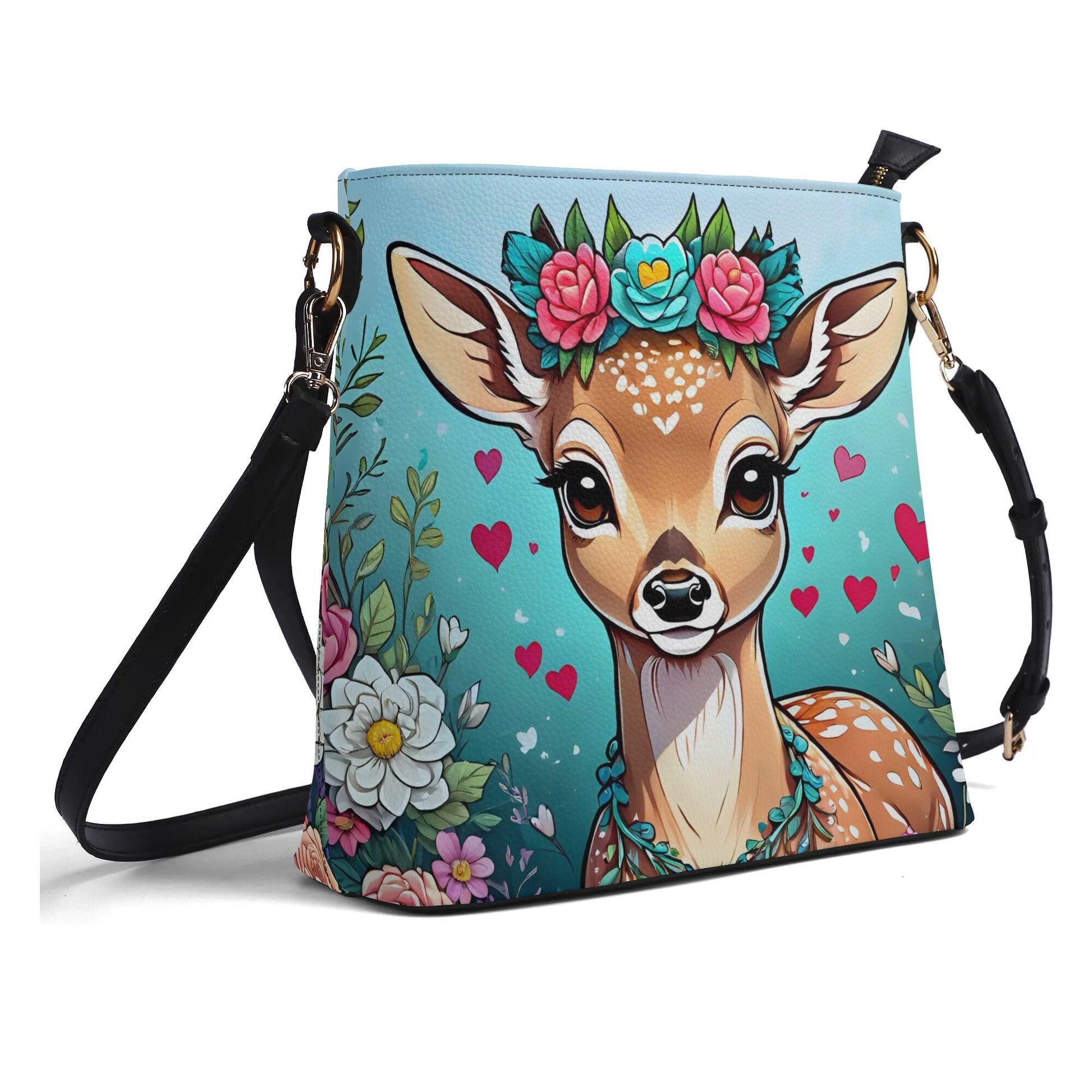 Deer Fawn Women's PU Bucket Bag Shoulder Bag