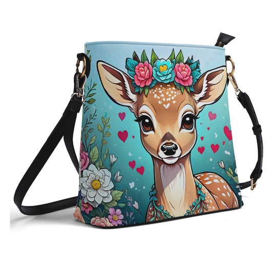 Deer Fawn Women's PU Bucket Bag Shoulder Bag