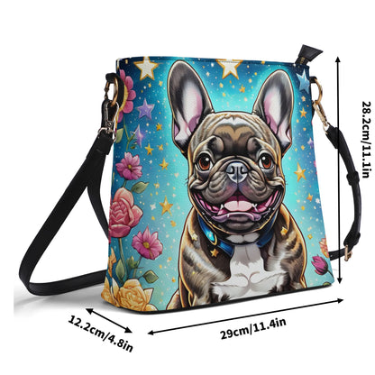 Frenchie Women's Zipper Bucket Bag French Bulldog Shoulder Bag Frenchie Bulldog Gift