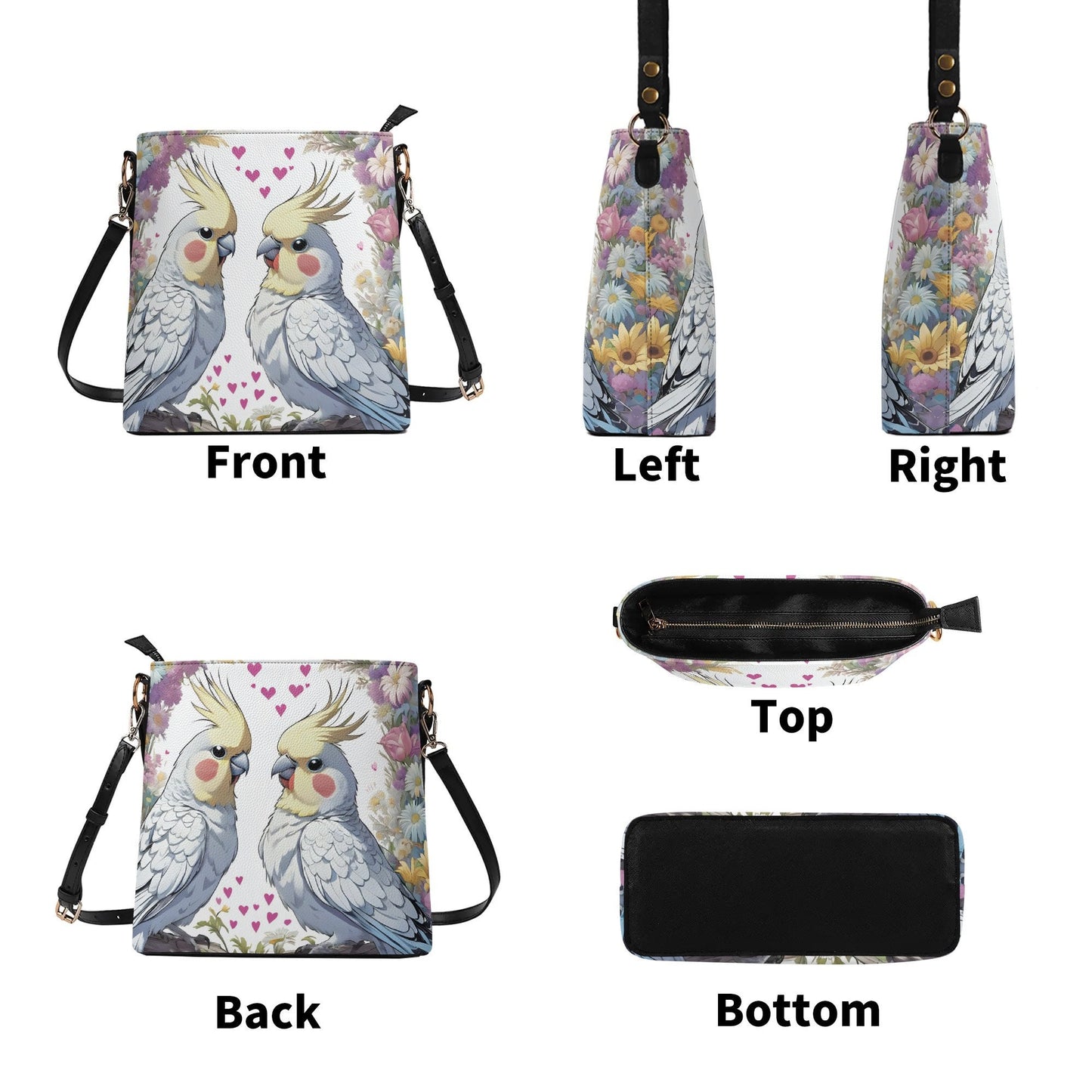 Cockatiel Women's Zipper Bucket Bag Shoulder Bag