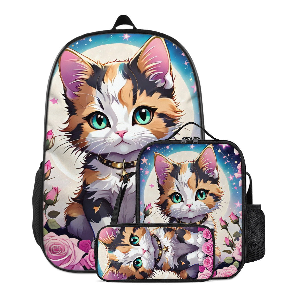 kitten calico Backpack, Lunch Bag and Pencil Case