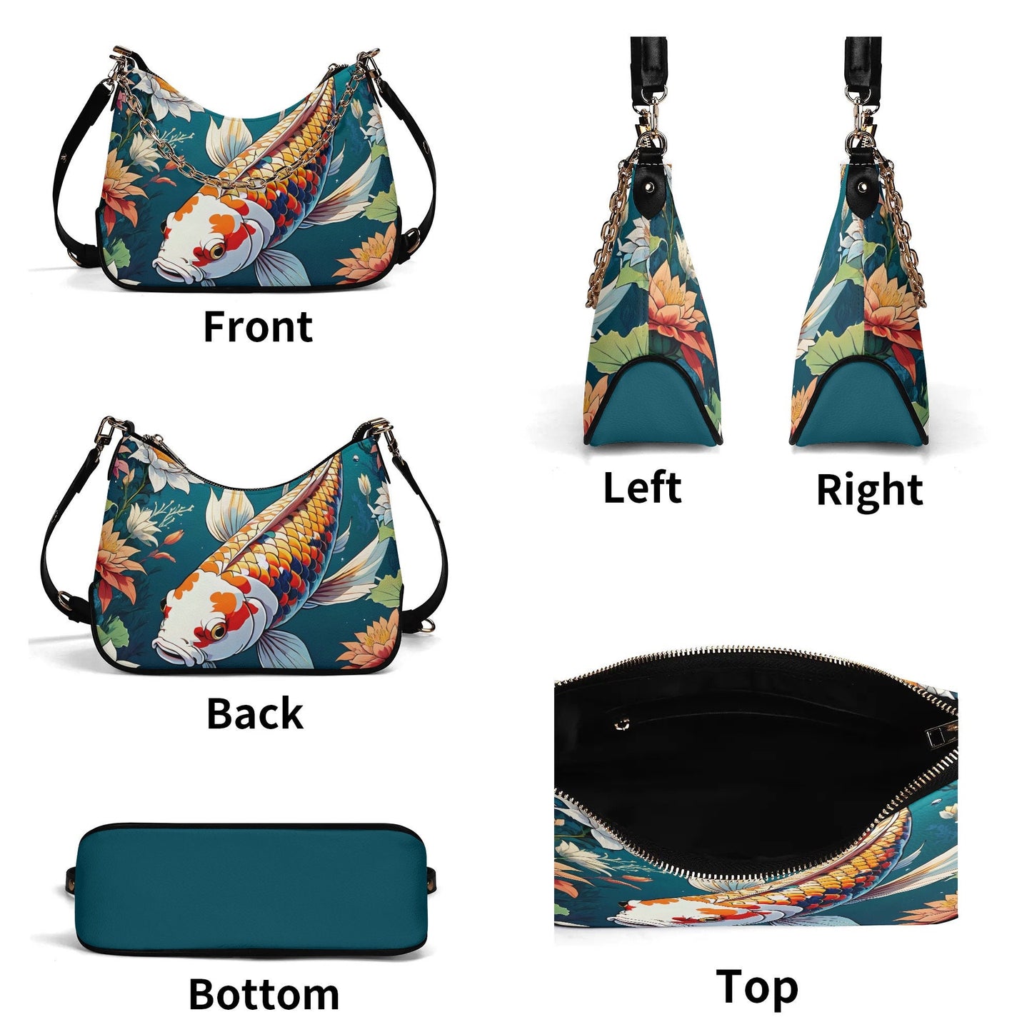 koi fish Cross-body Bag With Chain Decoration