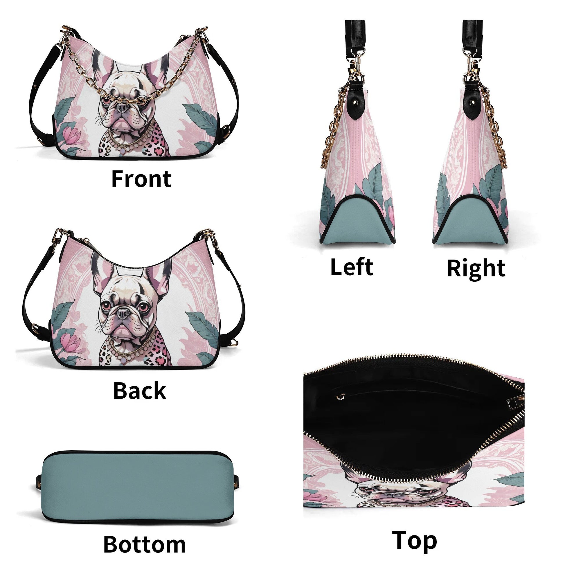 Frenchie French bulldog Cross-body Bag With Chain Decoration