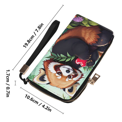 Red Panda Pu Leather Zipper Wristlet Wallet