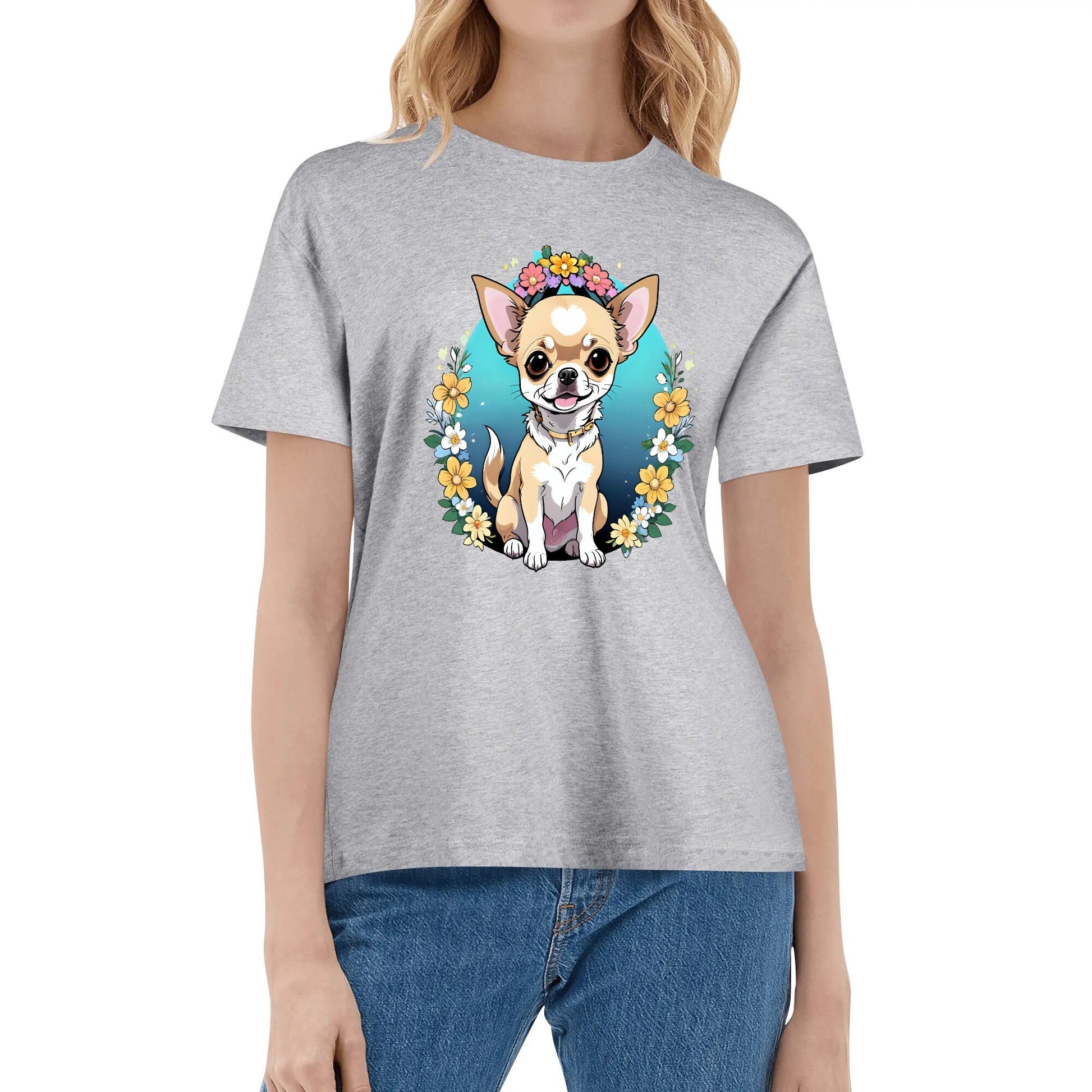 Chihuahua Women's Cotton Front & Back Printing T Shirt