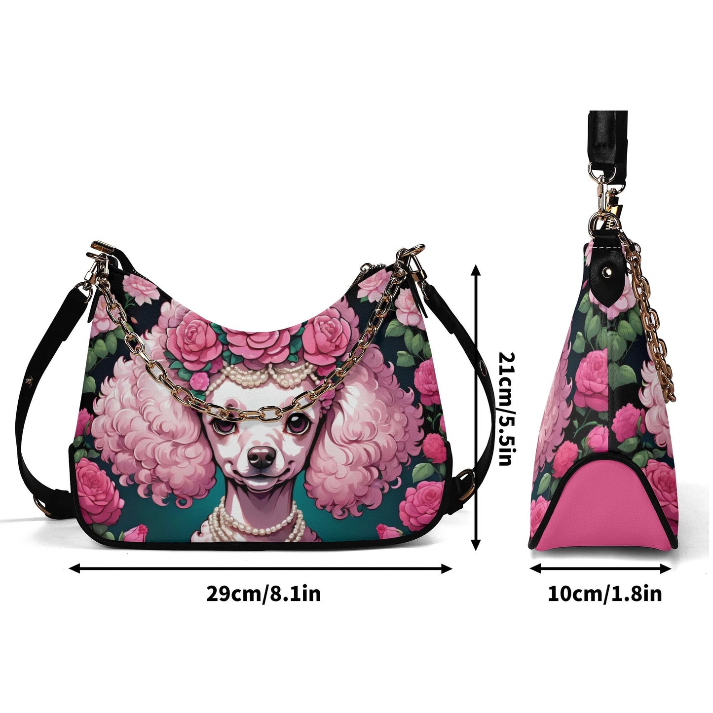 pink Poodle Cross-body Bag With Chain Decoration