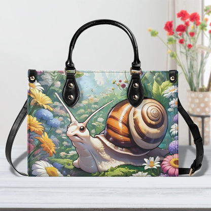 Cute snail Women PU Leather Handbag, cute snail purse, unique snail gift