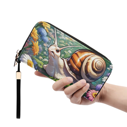 Snail Leather Zipper Wristlet Wallet