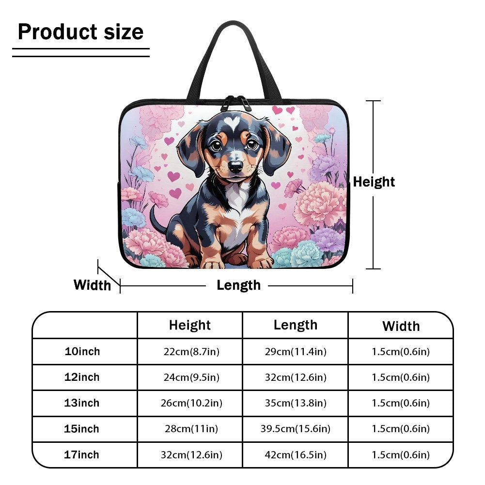 Dachshund Puppy Laptop Sleeve Bag with handles