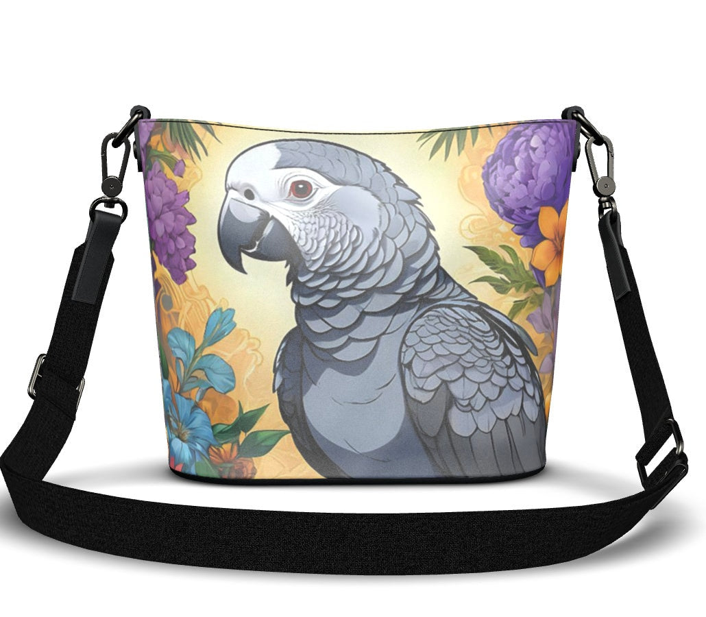 Luxury African Grey Real Nappa Leather Bucket Purse Handmade From London