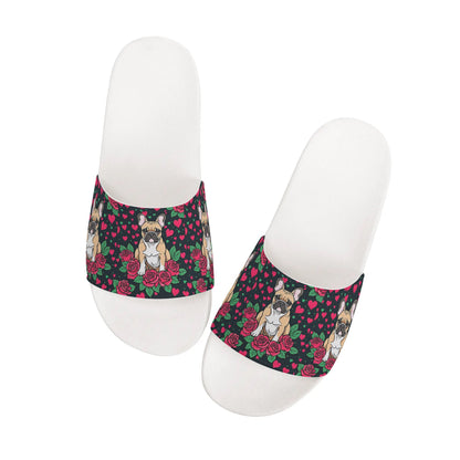 Frenchie Women's Slide Sandals, French Bulldog Flip Flops
