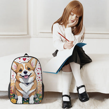 Corgi backpack, corgi lunch bag, corgi pencil case, corgi school supplies