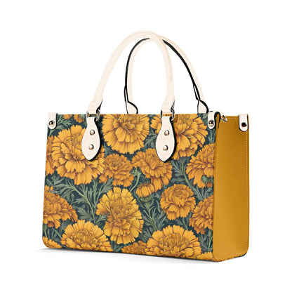 Marigold Women PU Leather Handbag, floral purse, marigold bag