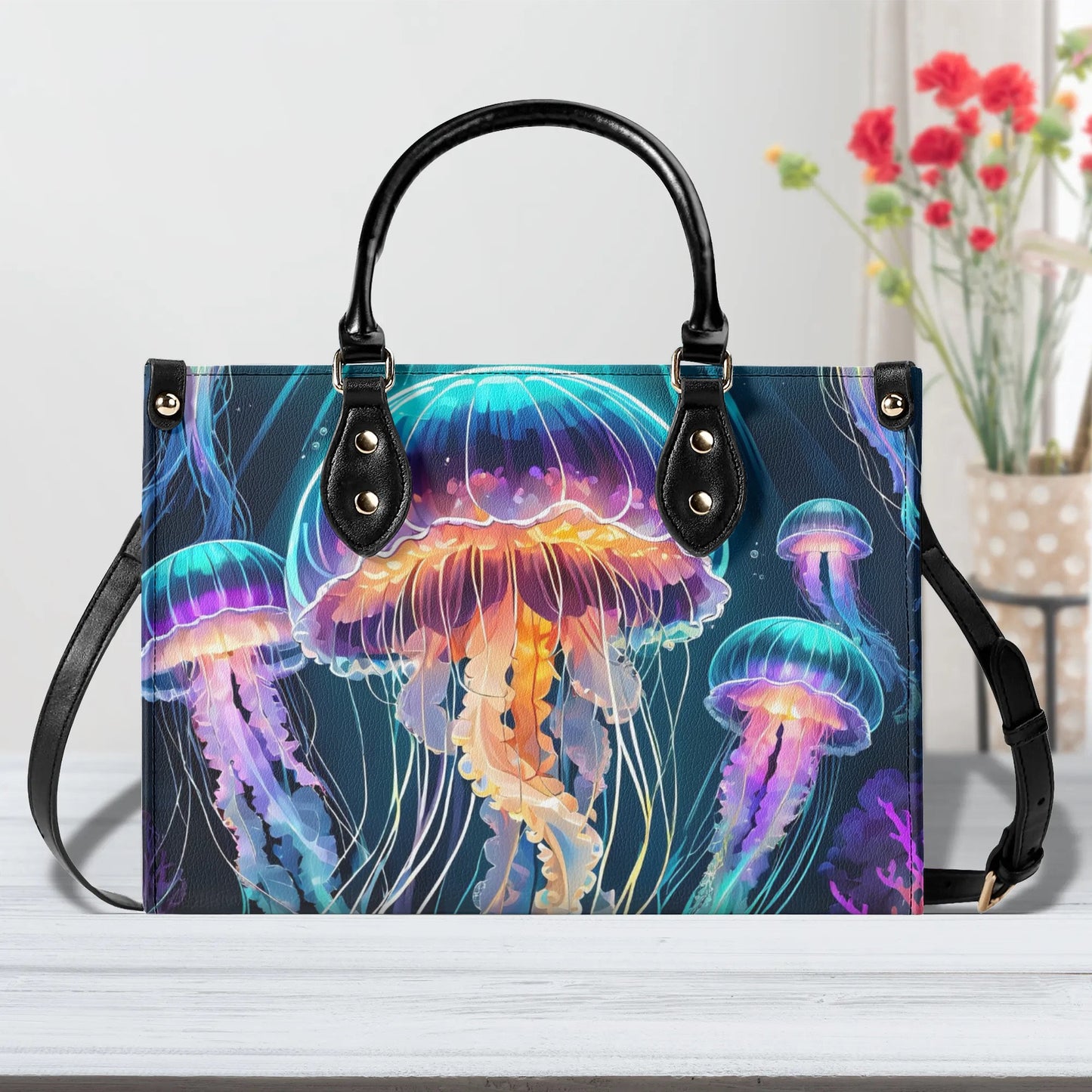 Jellyfish Women PU Leather Handbag, Jellyfish bag purse