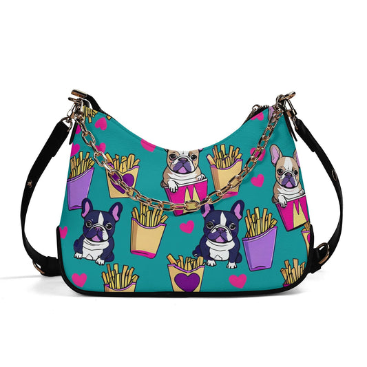 frenchie french bulldog ross-body Bag With Chain Decoration