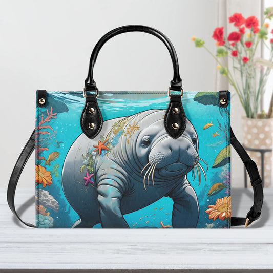 Manatee Women PU Leather Handbag Manatee lover gift