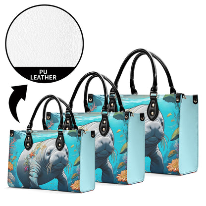 Manatee Women PU Leather Handbag Manatee lover gift