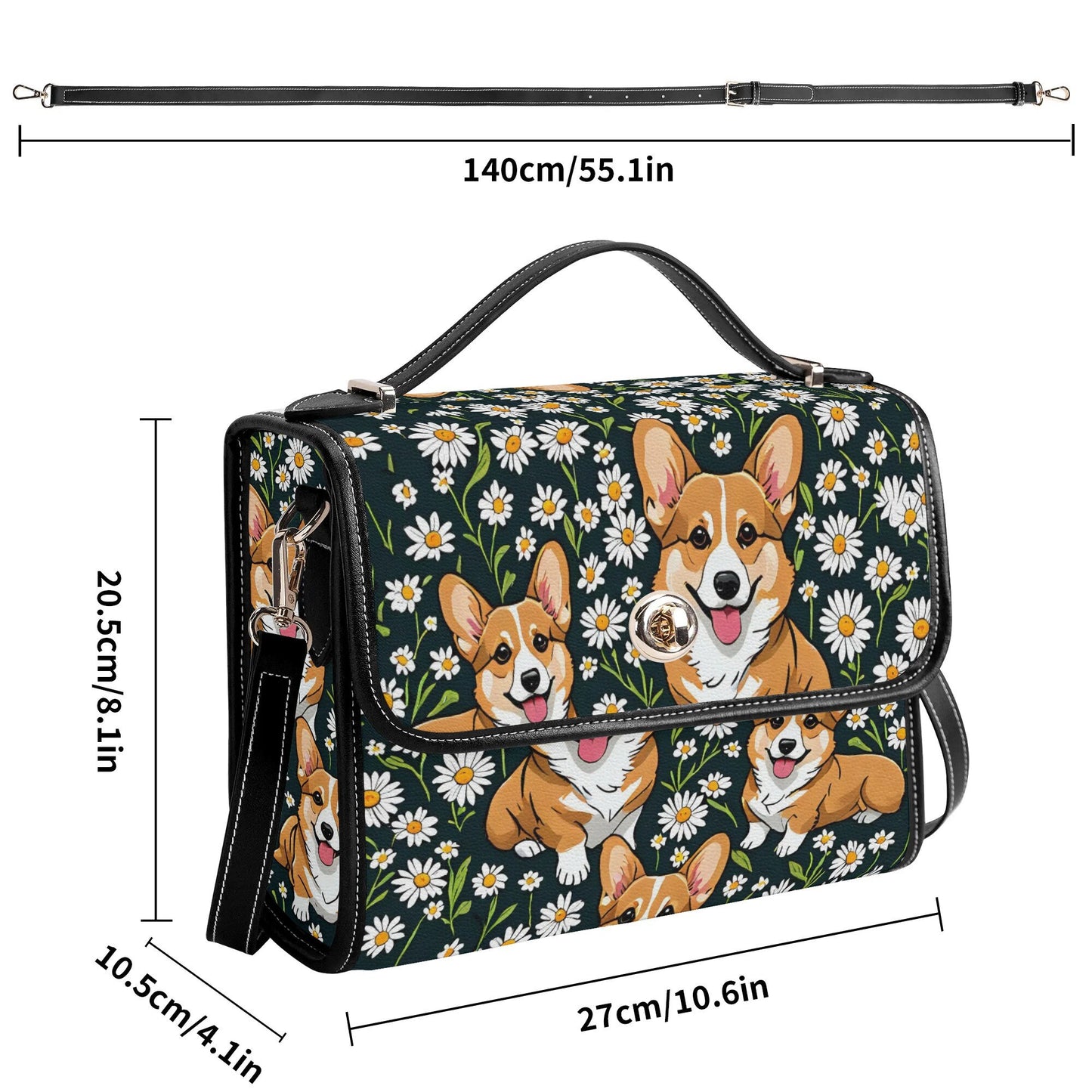 Corgi PU Leather Satchel Bag