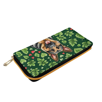 German Shepherd PU Leather Zipper Wallet