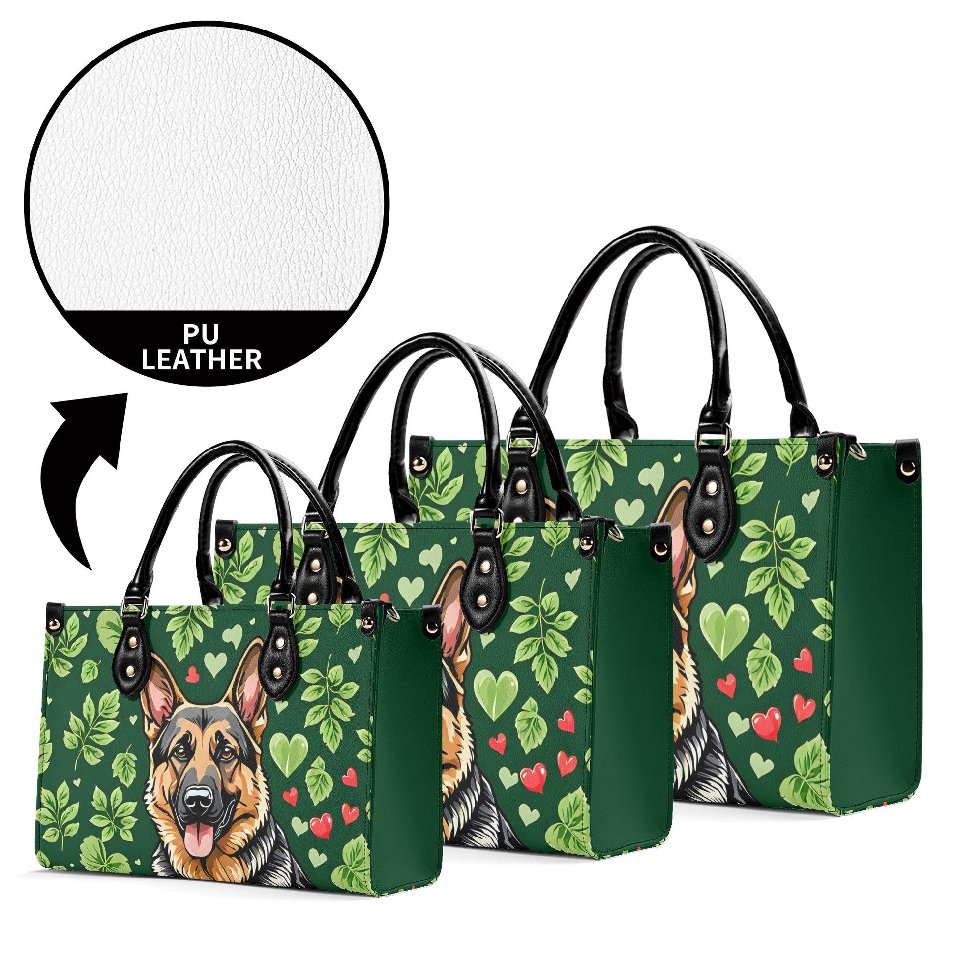 German Shepherd Women PU Leather Handbag