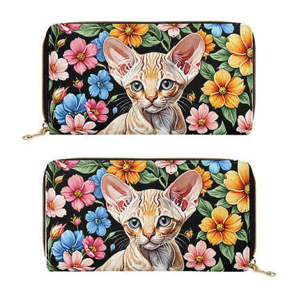 Sphinx Kitten Cat PU Leather Zipper Wallet