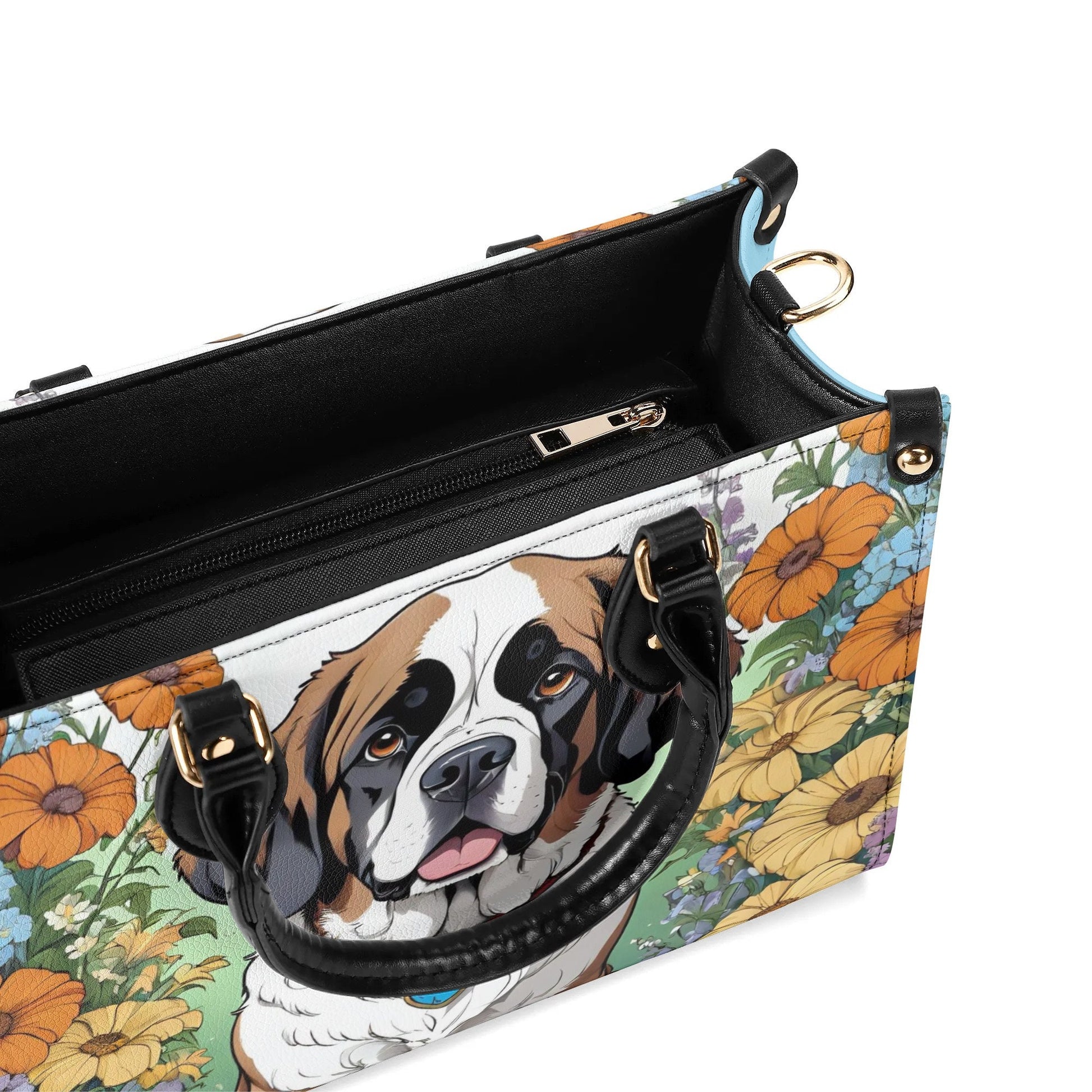 Saint Bernard Dog Women PU Leather Handbag