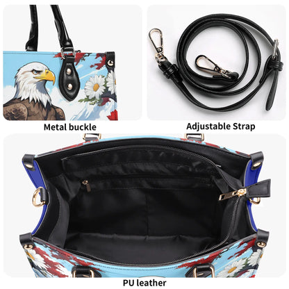 Bald Eagle Patriotic Women PU Leather Handbag