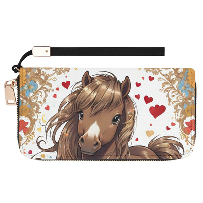 Shetland Pony Leather Zipper Wristlet Wallet