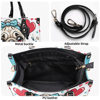 Pug Women PU Leather Handbag