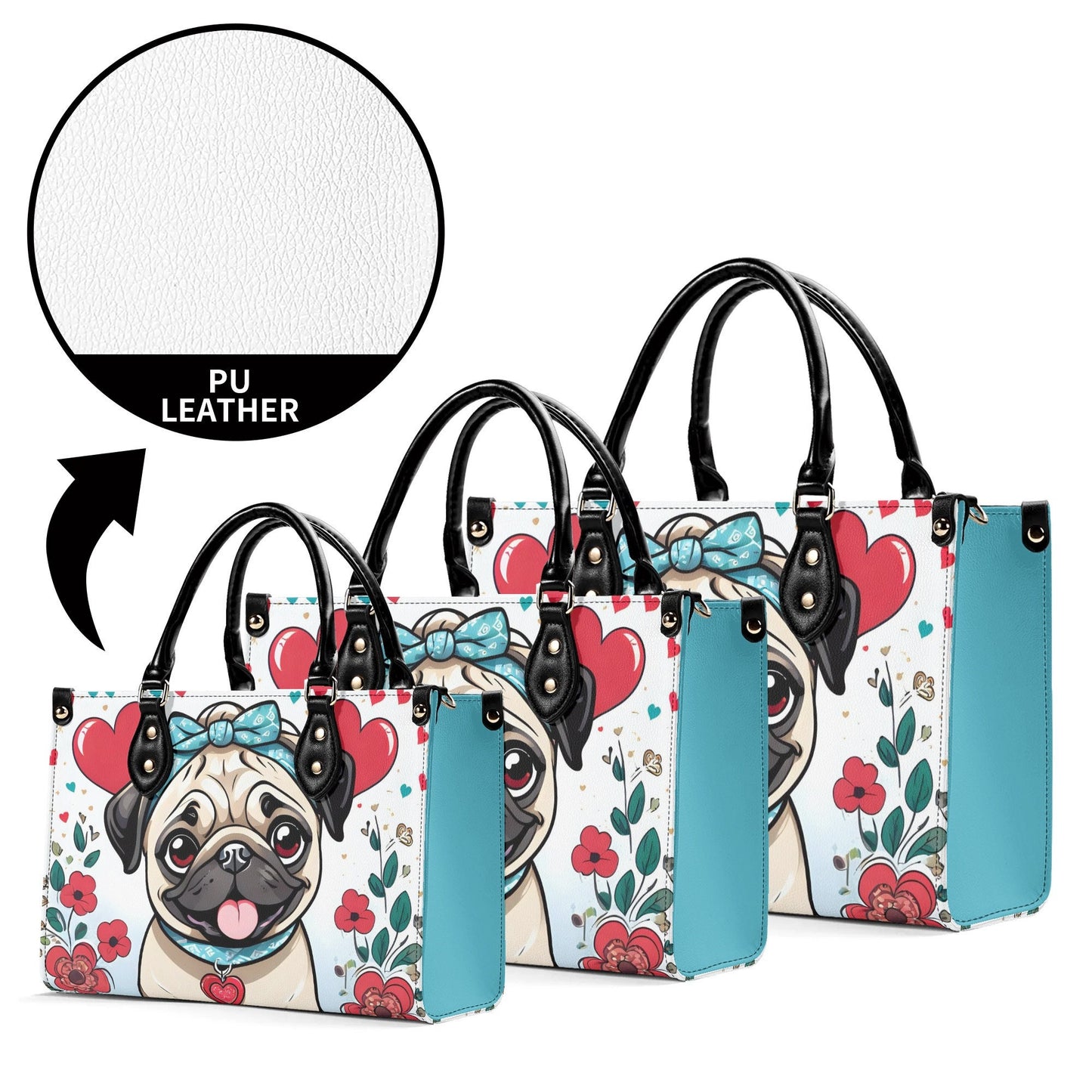 Pug Women PU Leather Handbag