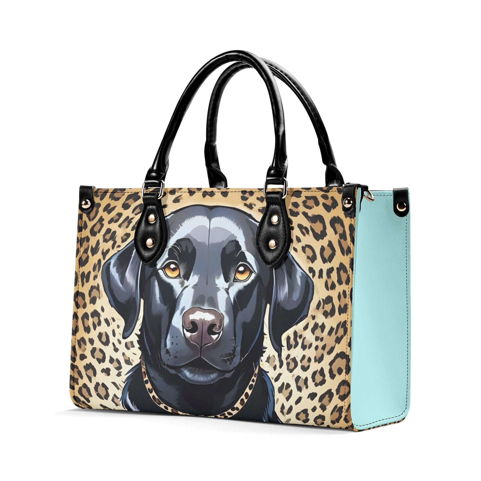 Labrador Dog Cheetah Leopard Print Women PU Leather Handbag