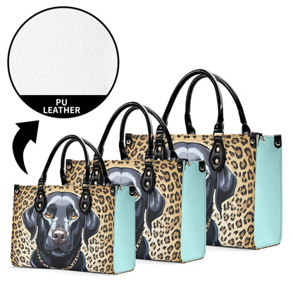 Labrador Dog Cheetah Leopard Print Women PU Leather Handbag