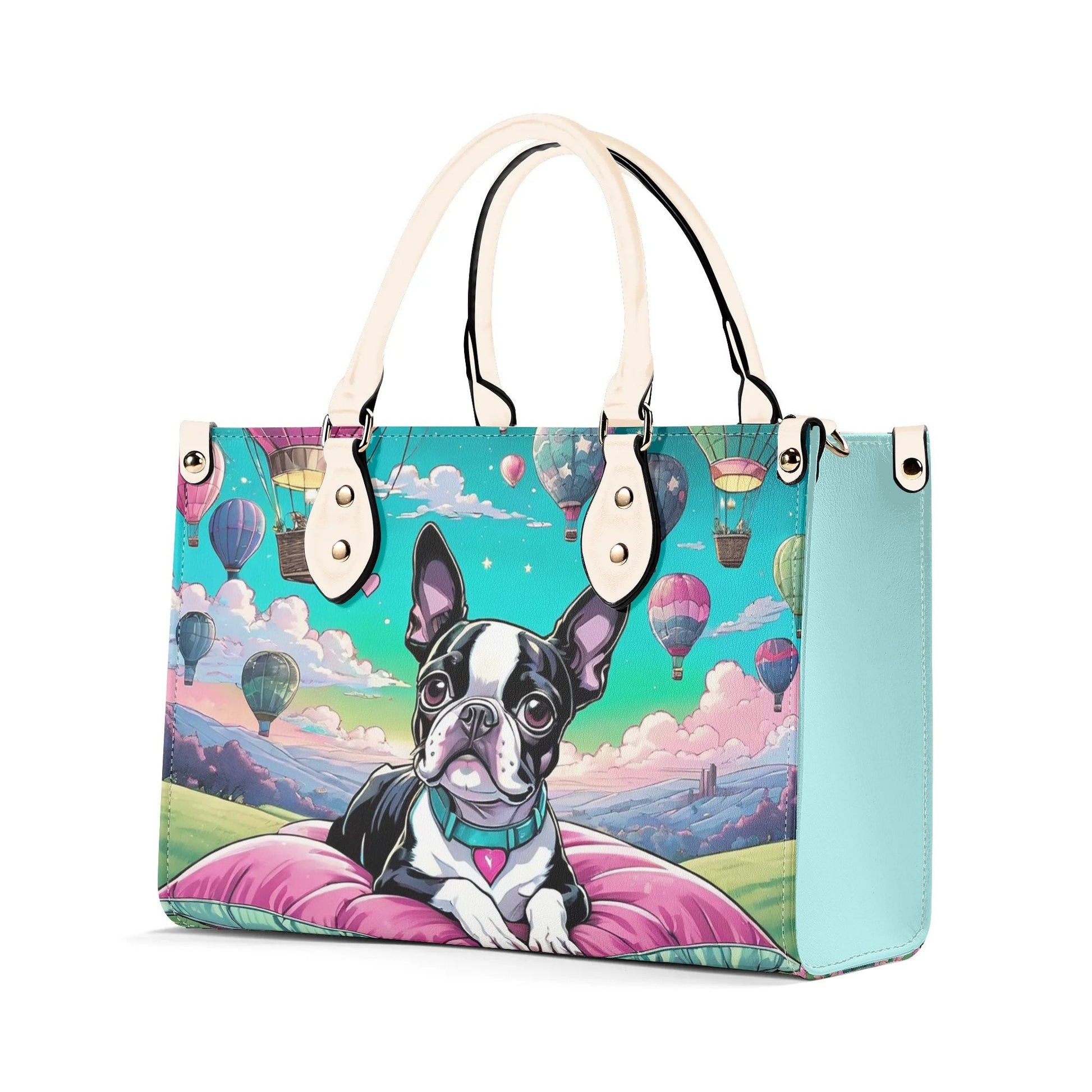 Boston Terrier Women PU Leather Handbag