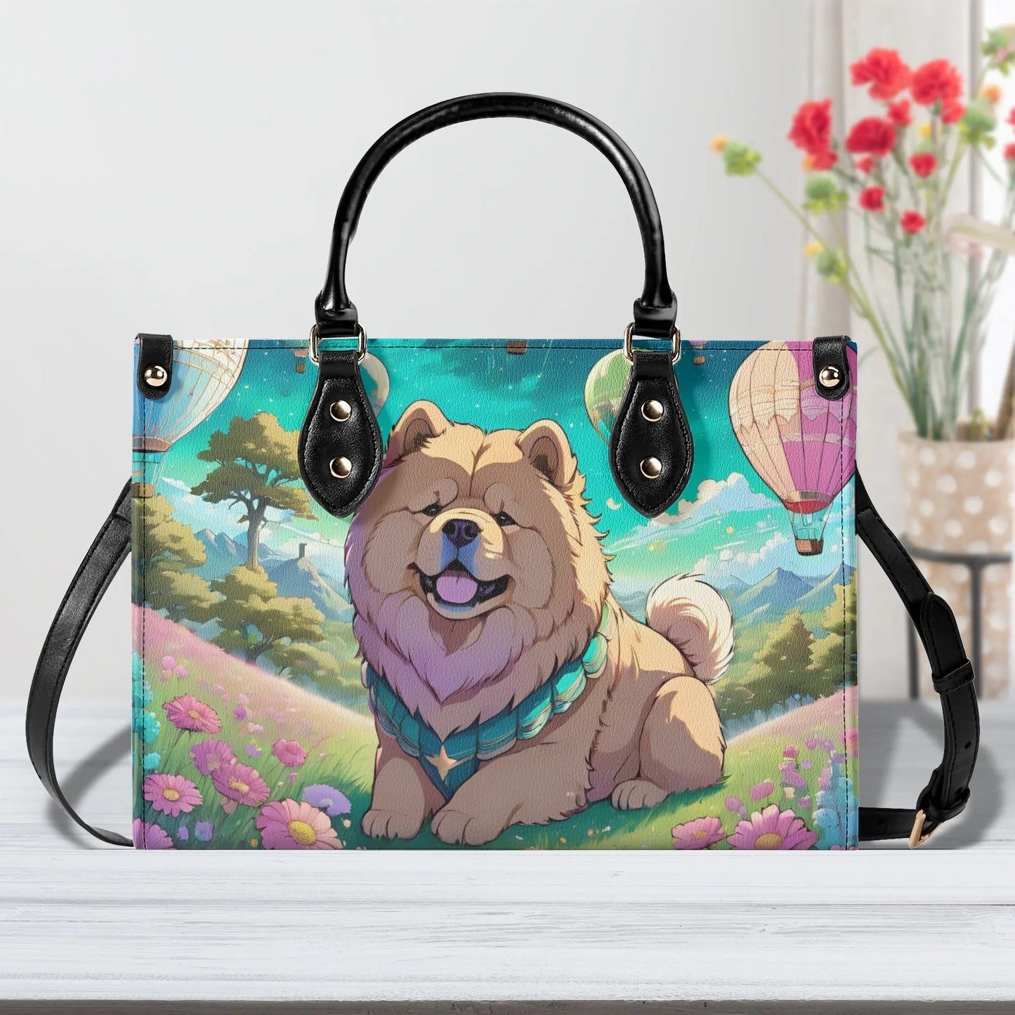 Chow Chow Dog Women PU Leather Handbag