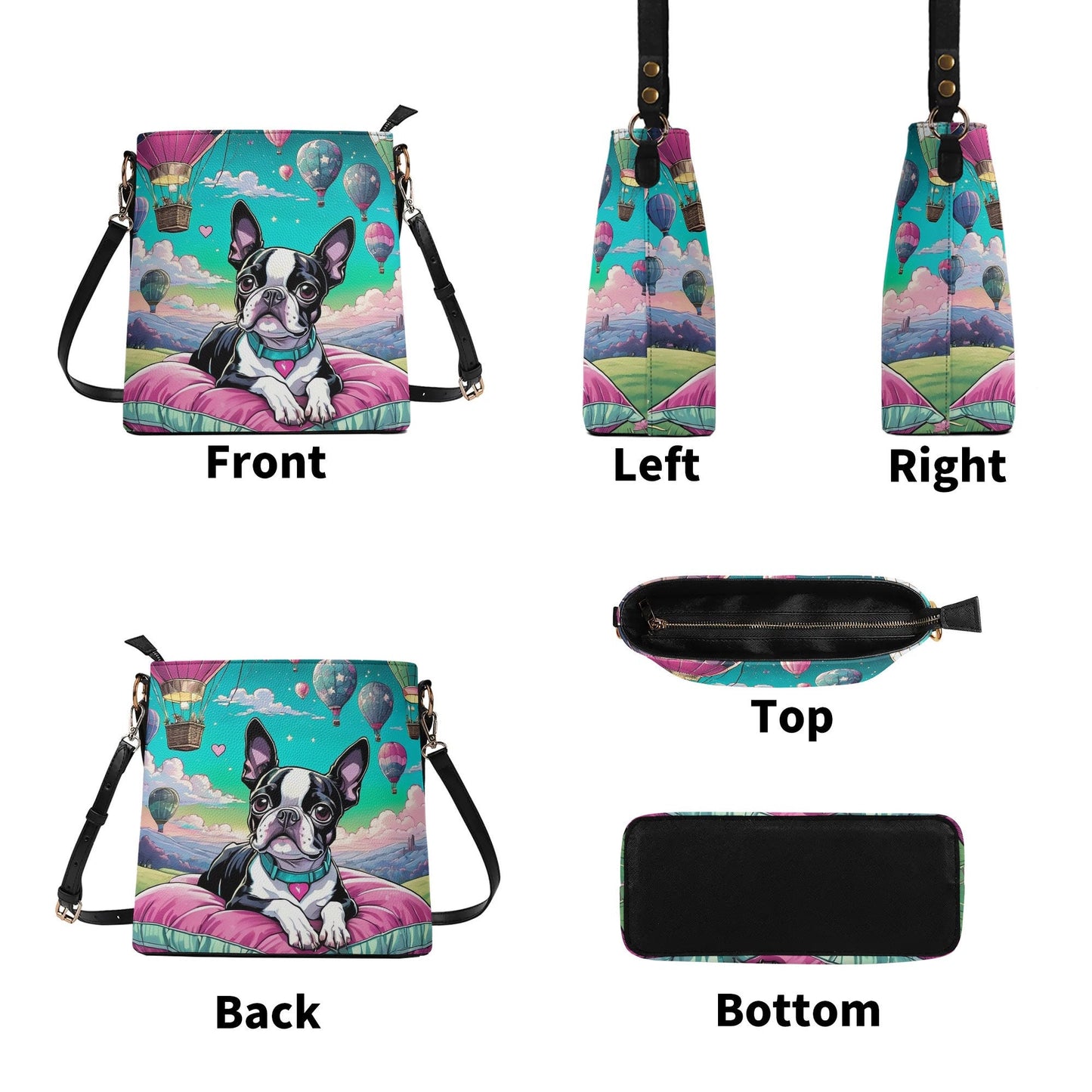 Boston Terrier Women's PU Bucket Bag Shoulder Bag