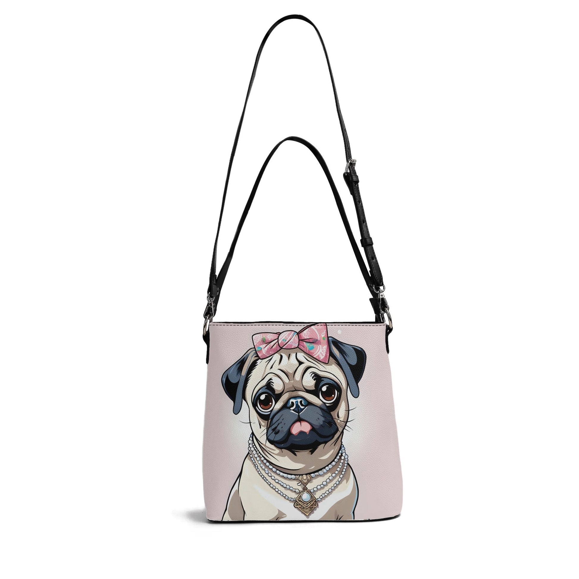 Pug Pink Women's PU Bucket Bag Shoulder Bag