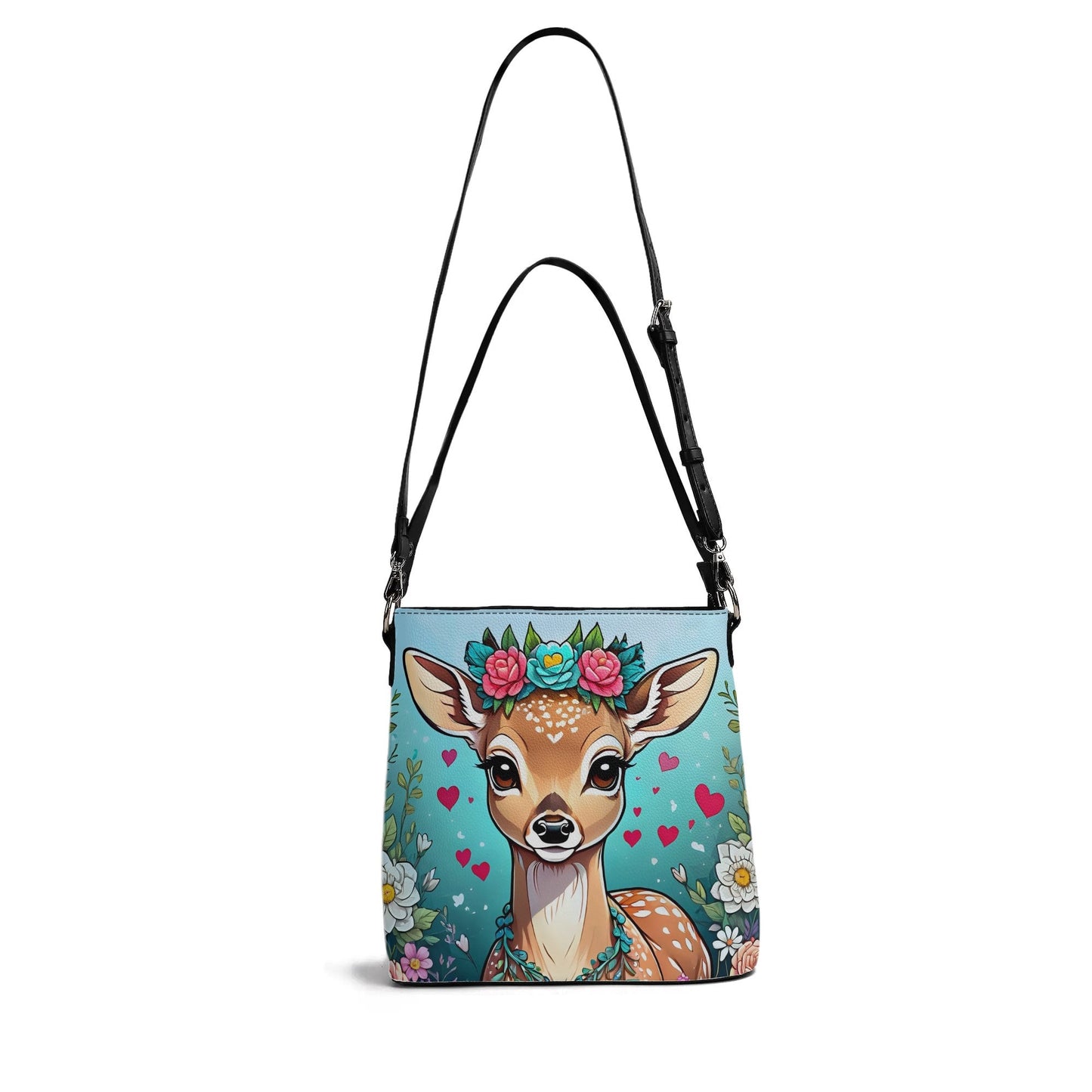 Deer Fawn Women's PU Bucket Bag Shoulder Bag