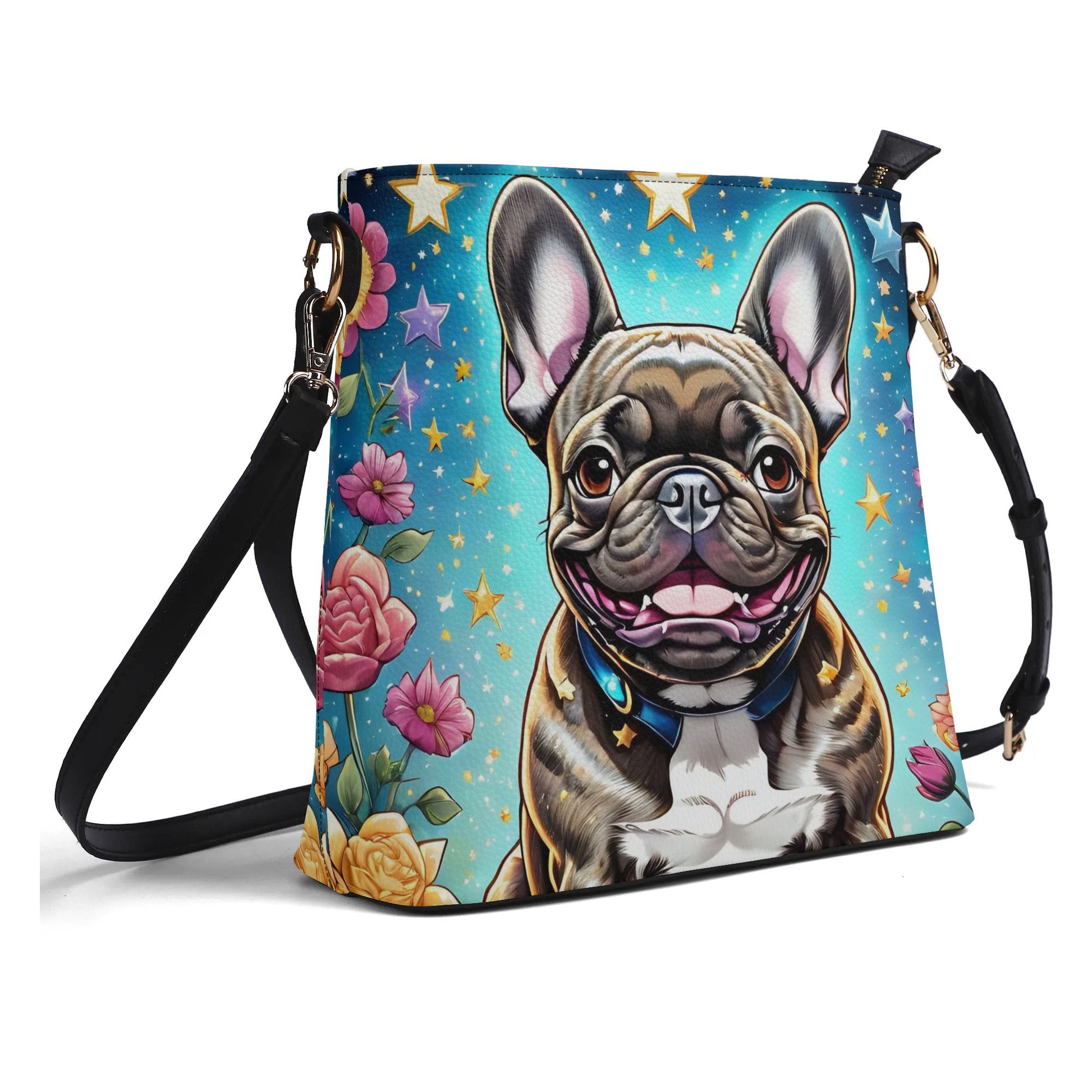 Frenchie Women's Zipper Bucket Bag French Bulldog Shoulder Bag Frenchie Bulldog Gift