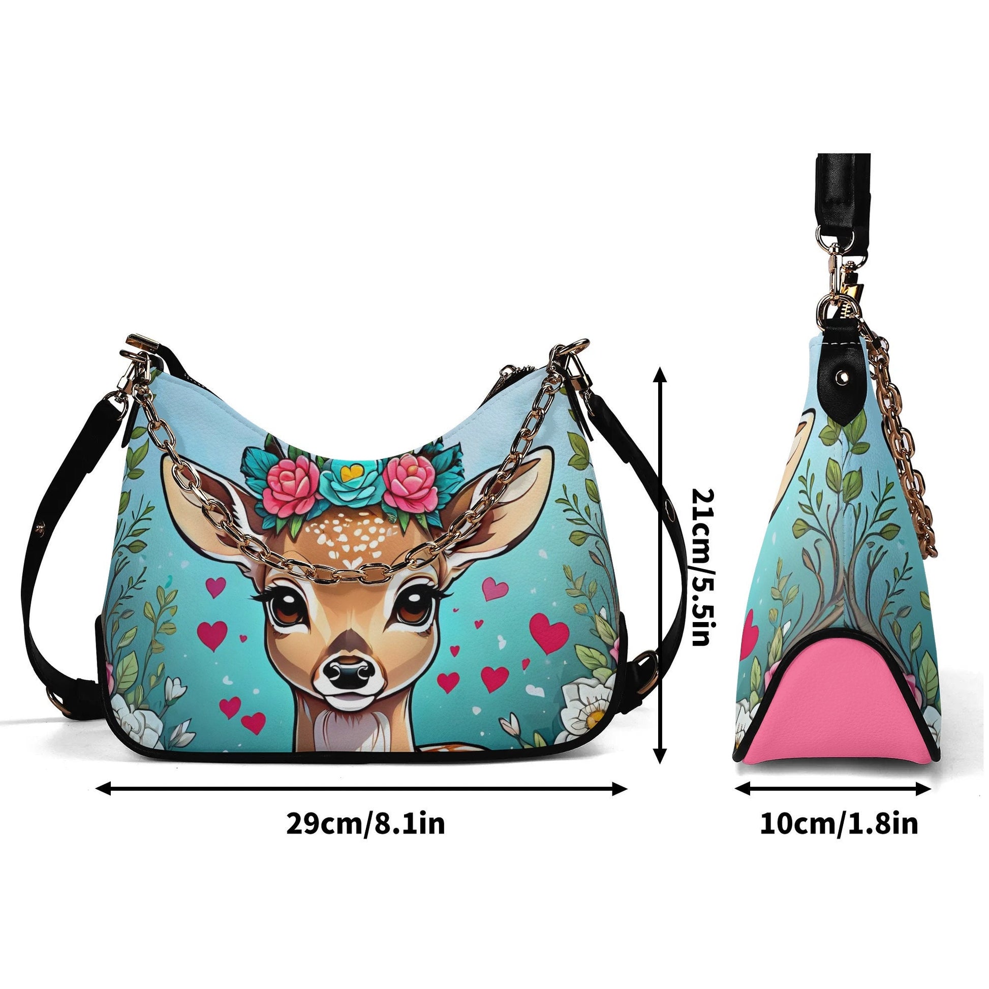 Deer Fawn Cross-body Bag With Chain Decoration