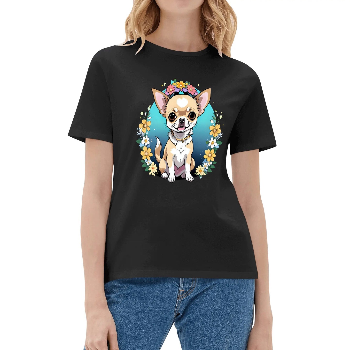 Chihuahua Women's Cotton Front & Back Printing T Shirt