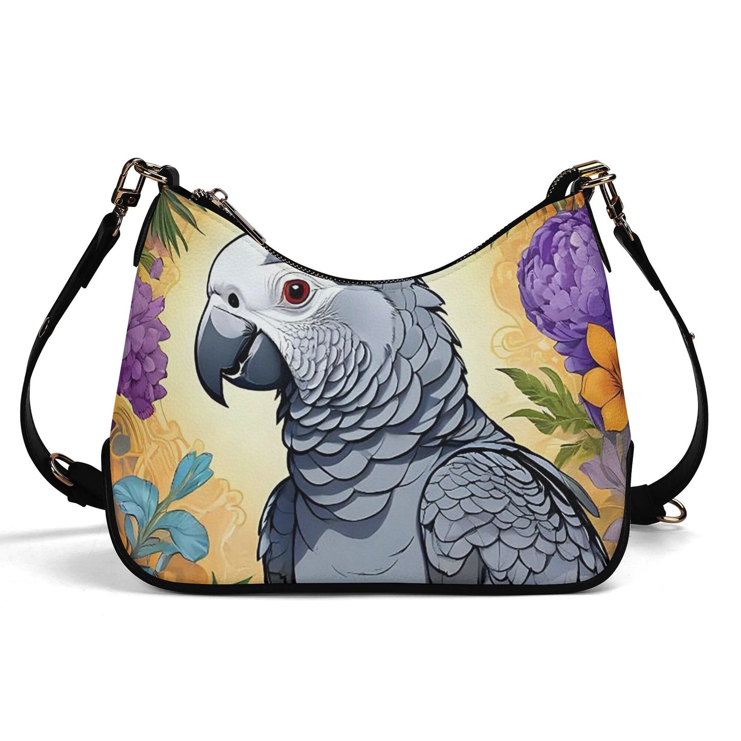 African Grey Cross-body Bag With Chain Decoration