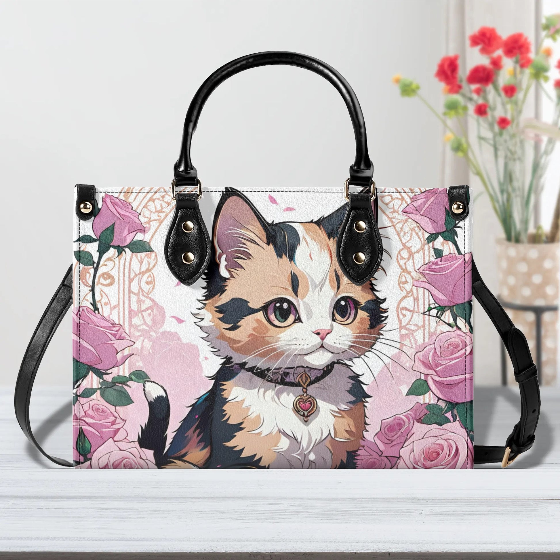 Calico Cat Kitten Women PU Leather Handbag