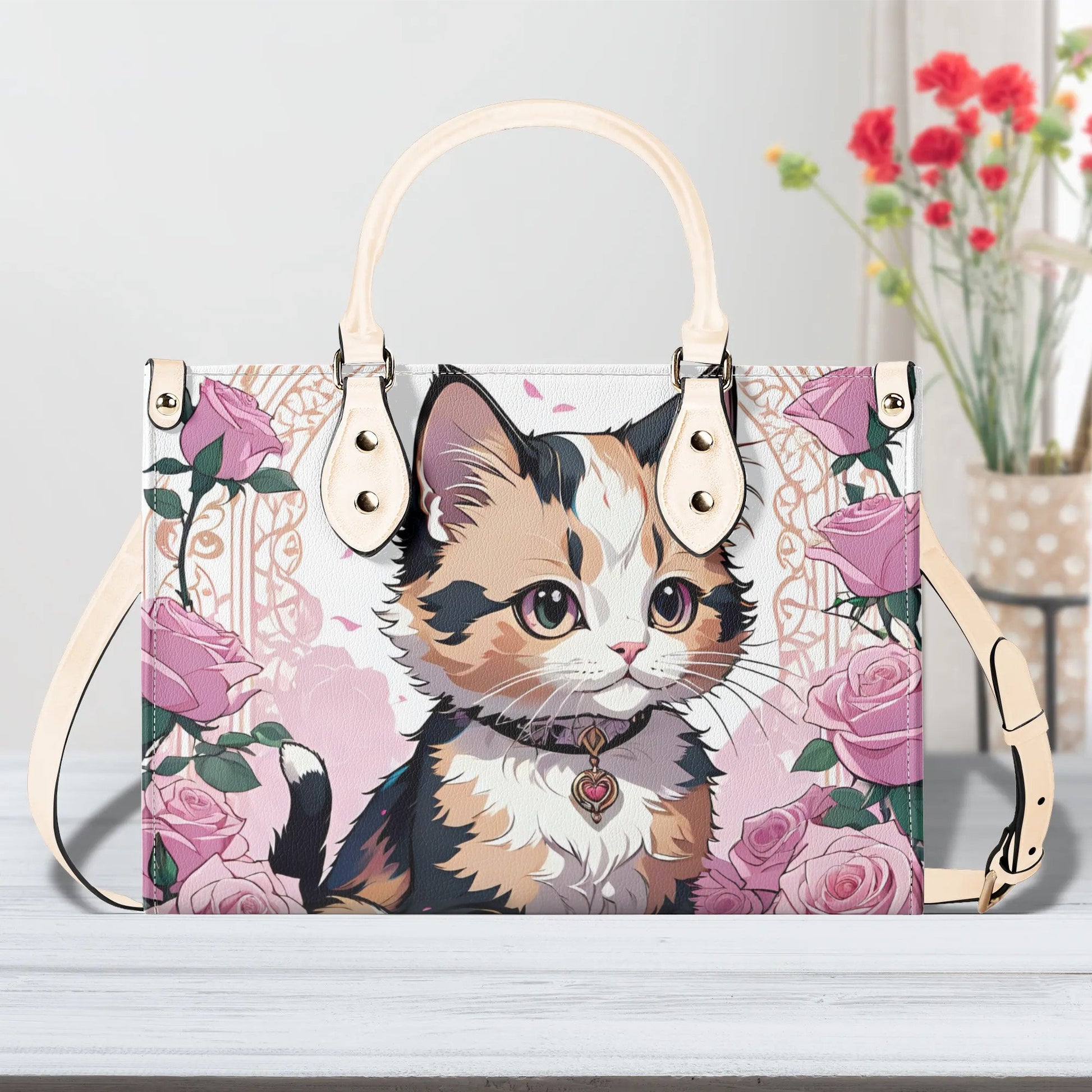 Calico Cat Kitten Women PU Leather Handbag