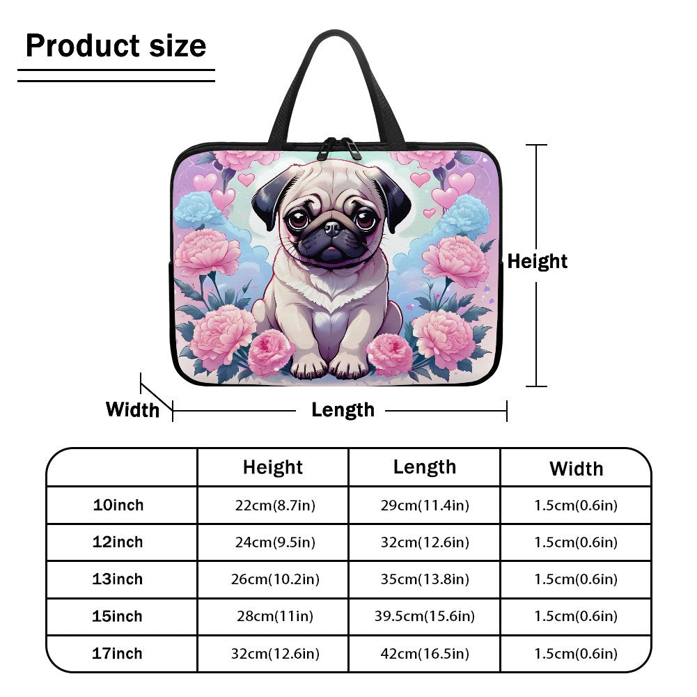 Cute Pug Laptop Sleeve Bag with handles