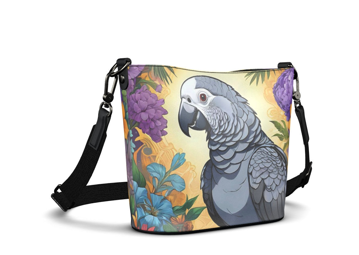 Luxury African Grey Real Nappa Leather Bucket Purse Handmade From London