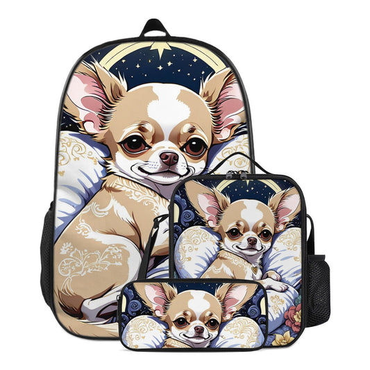 Chihuahua backpack, Chihuahua pencil case, Chihuahua lunch bag